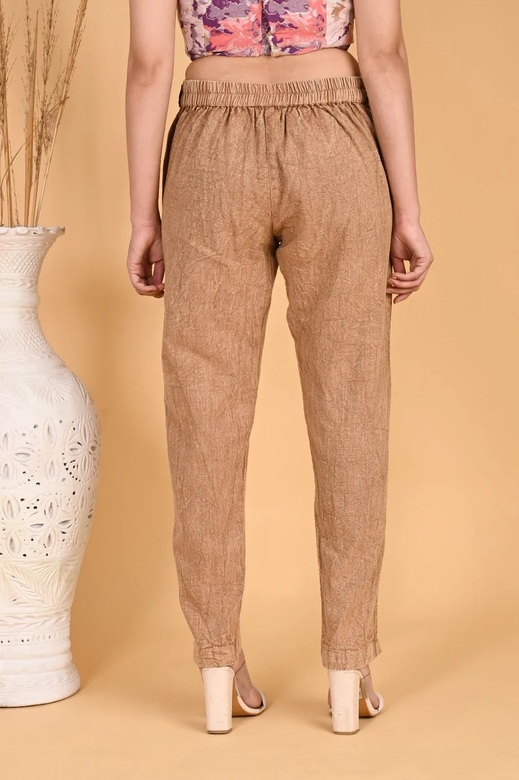 BEIGE DENIM COTTON PANTS