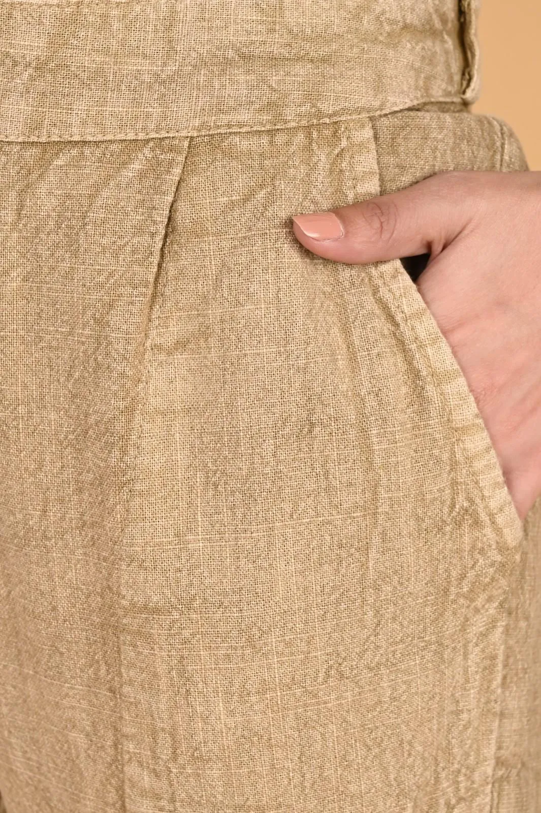 BEIGE DENIM COTTON PANTS