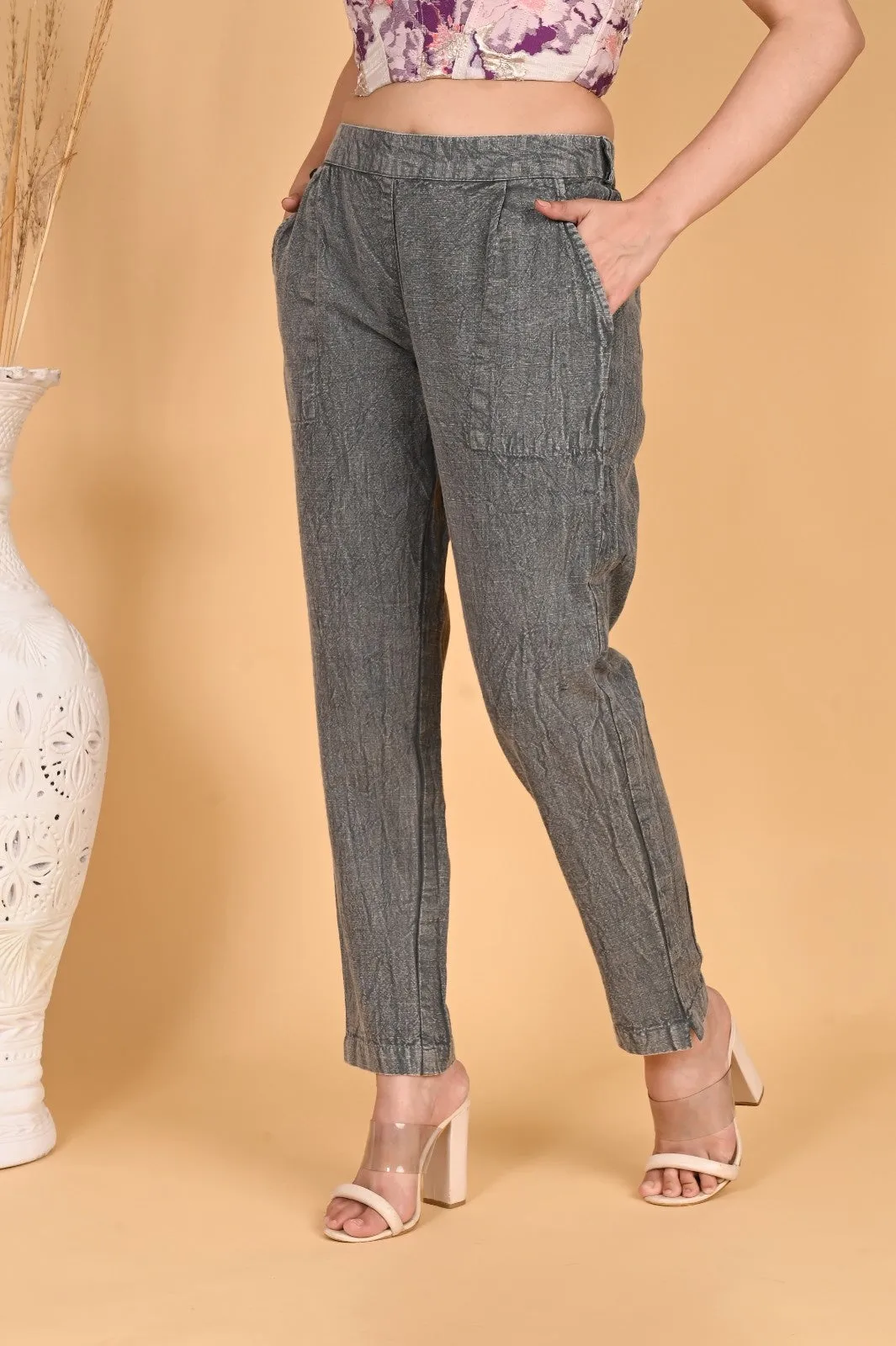 BEIGE DENIM COTTON PANTS