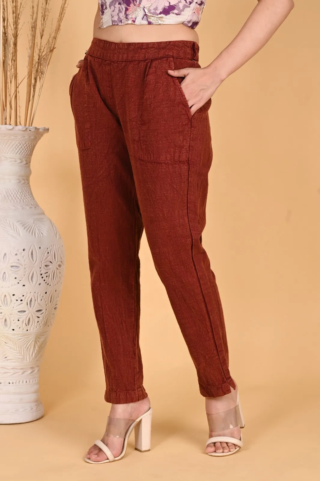 BEIGE DENIM COTTON PANTS