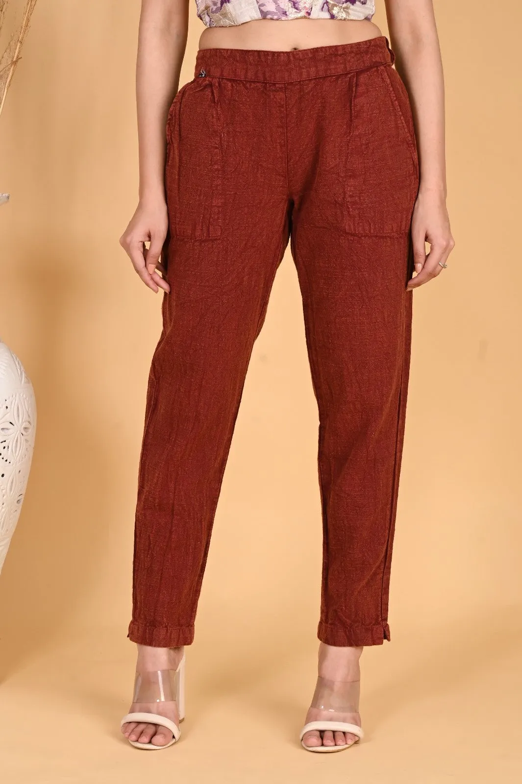 BEIGE DENIM COTTON PANTS