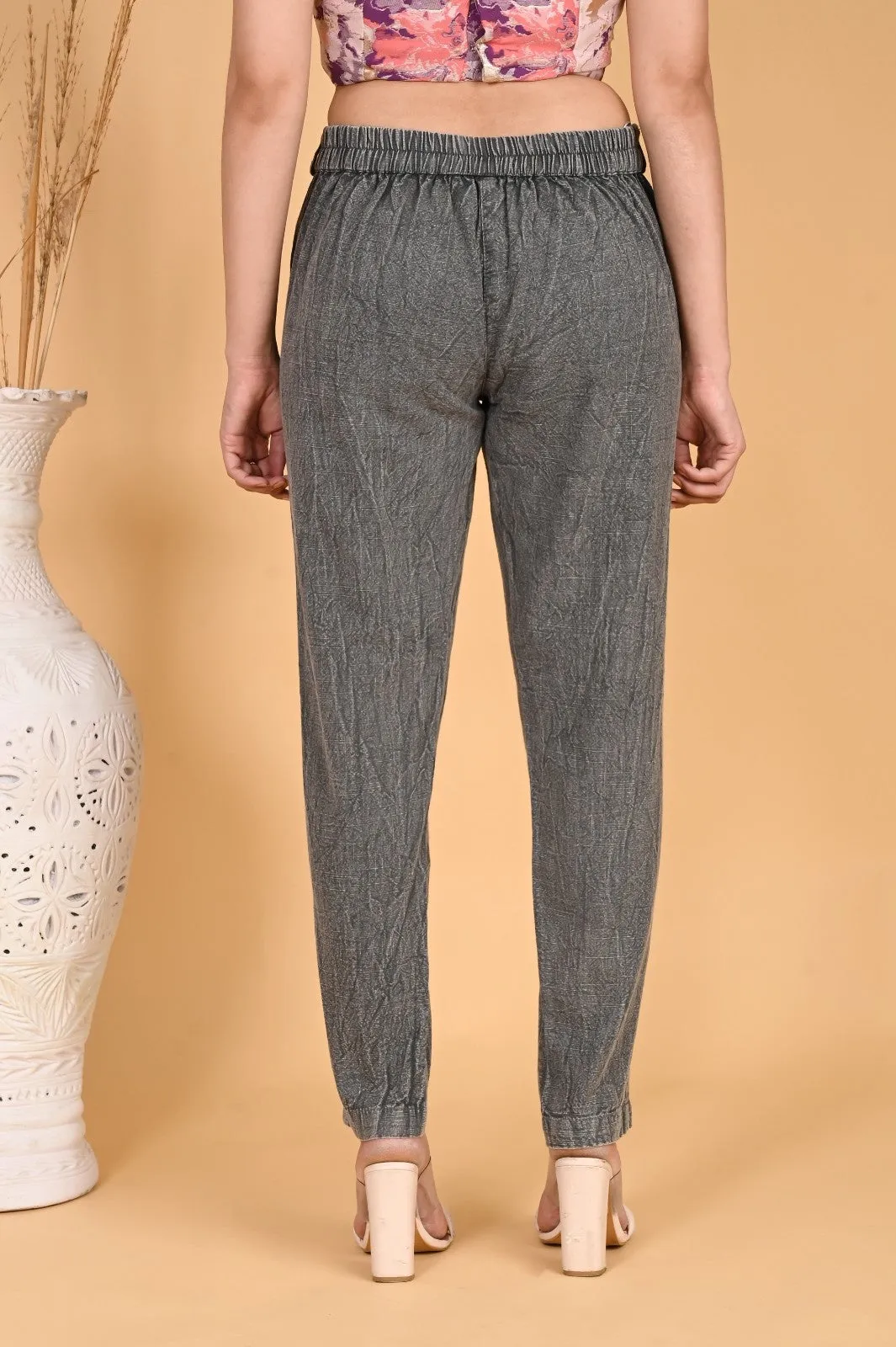 BEIGE DENIM COTTON PANTS