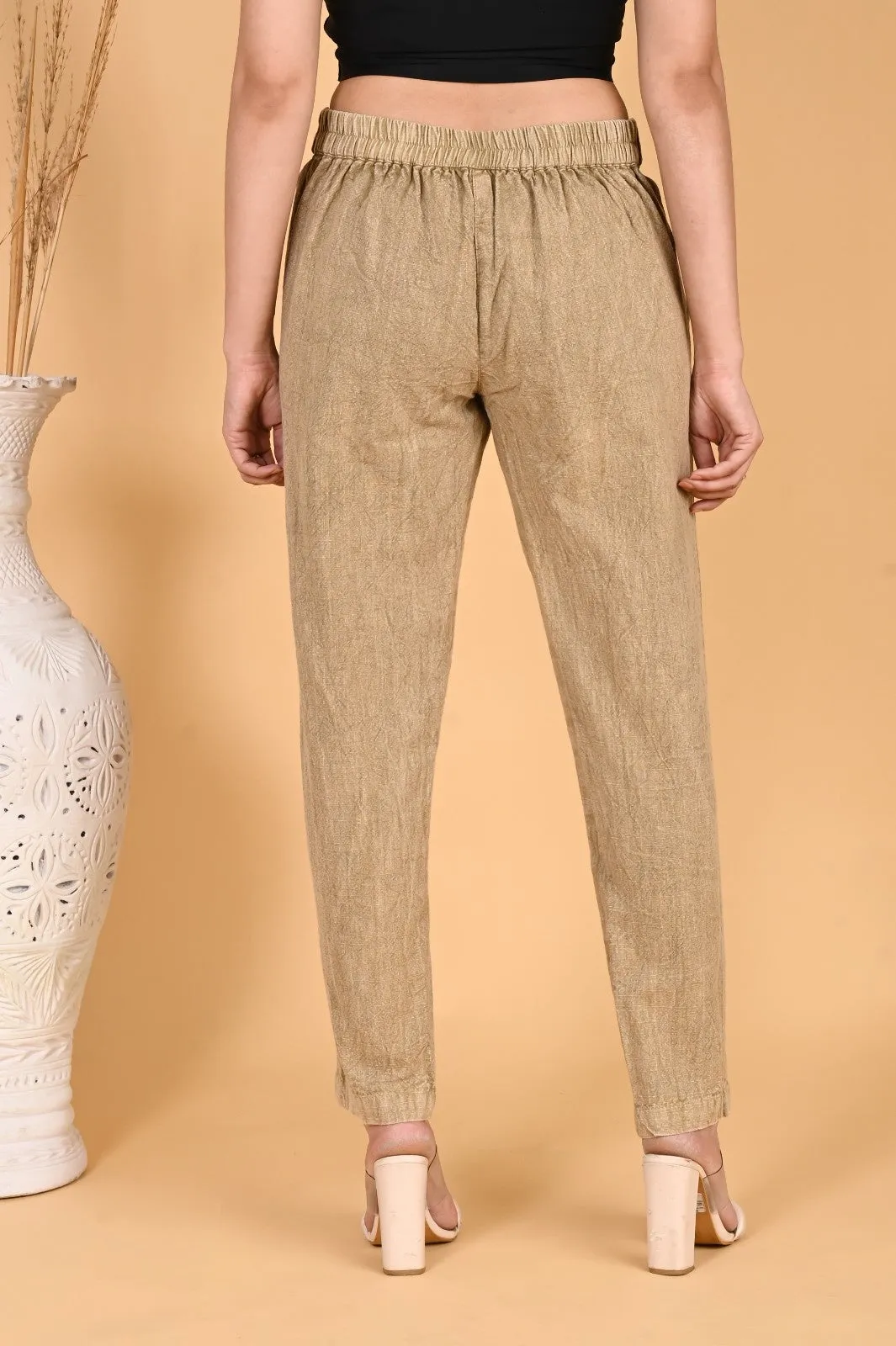 BEIGE DENIM COTTON PANTS
