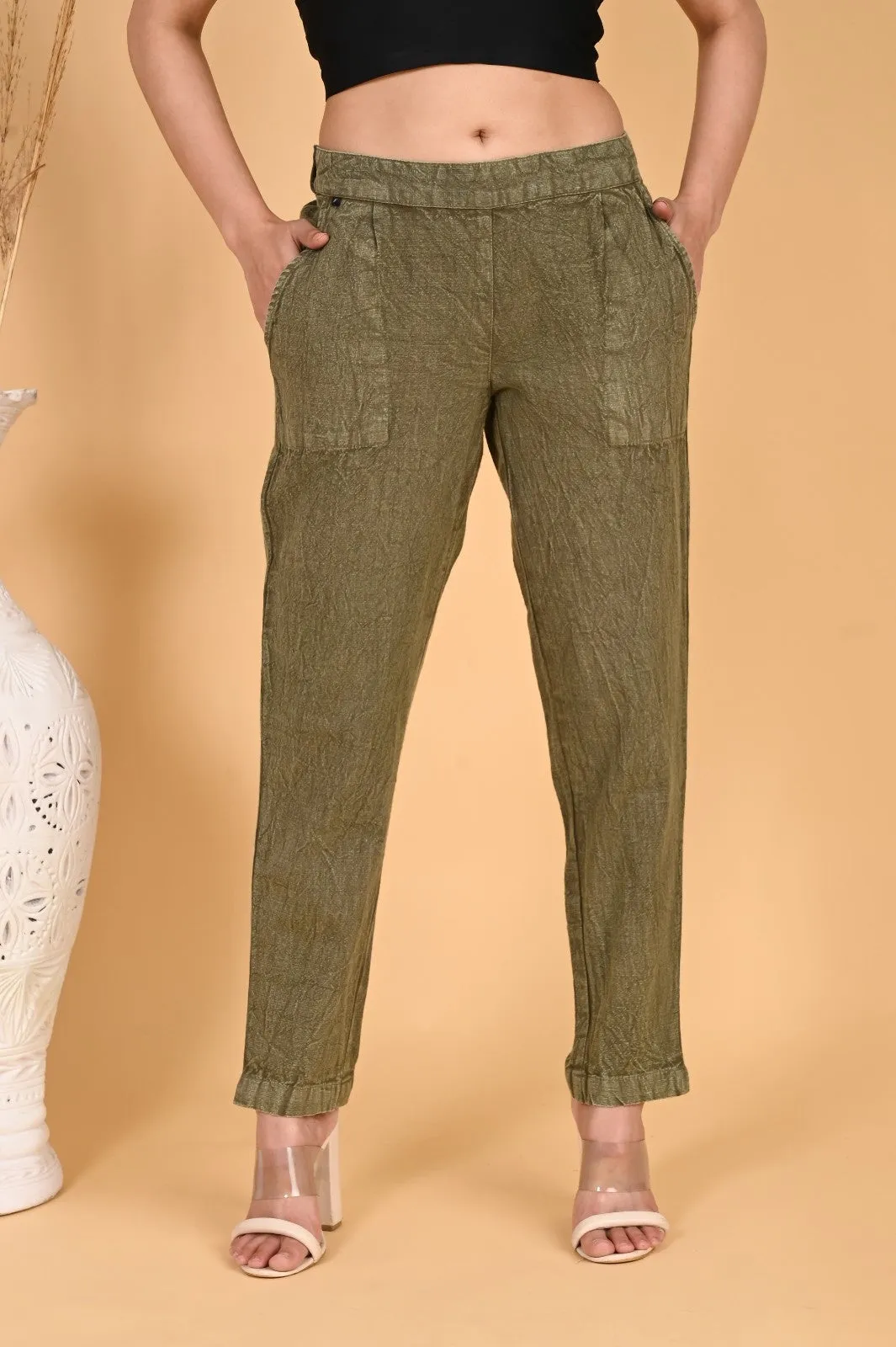 BEIGE DENIM COTTON PANTS