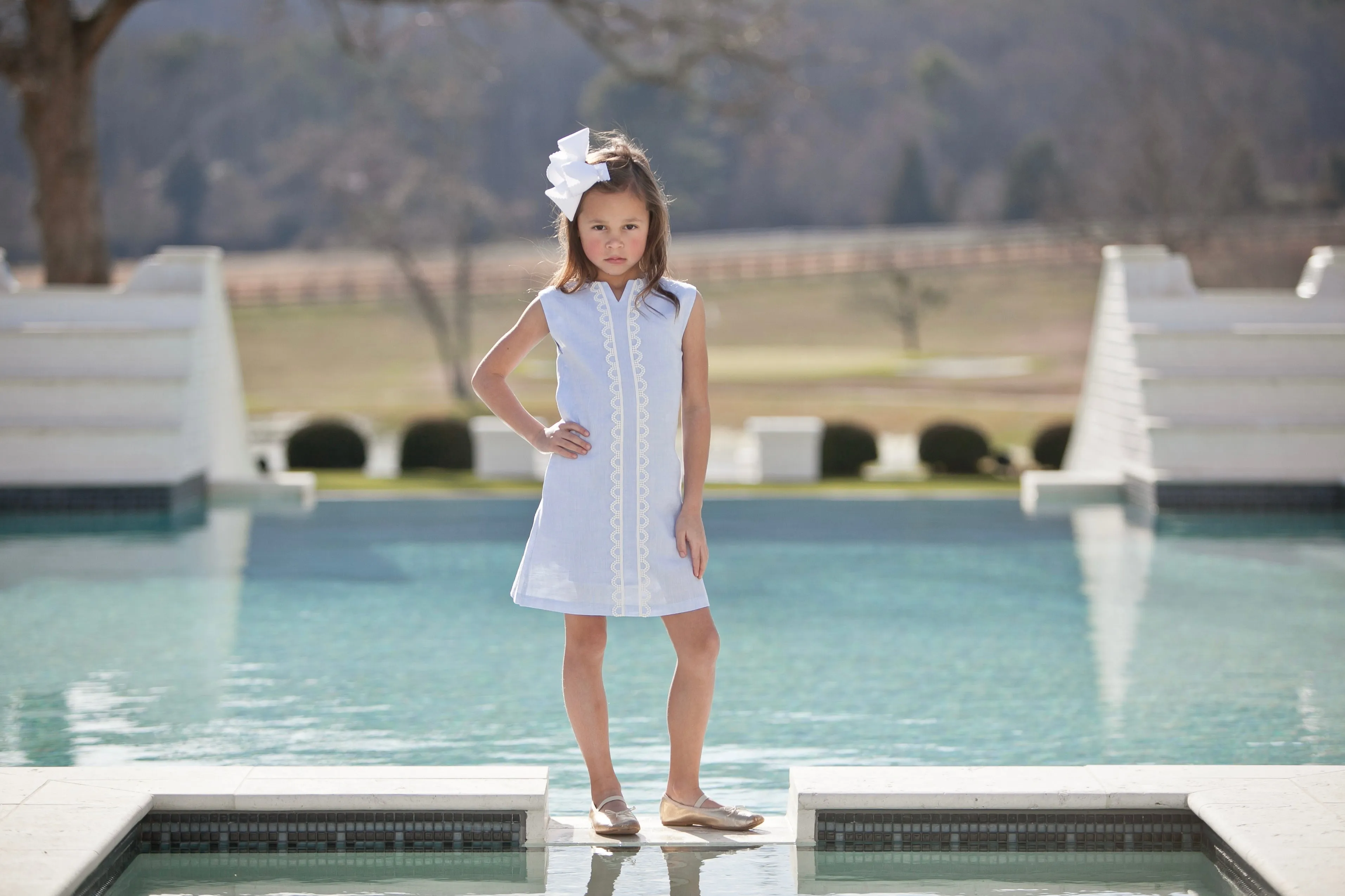 Belle Shift Dress – Bluffton Blue Linen