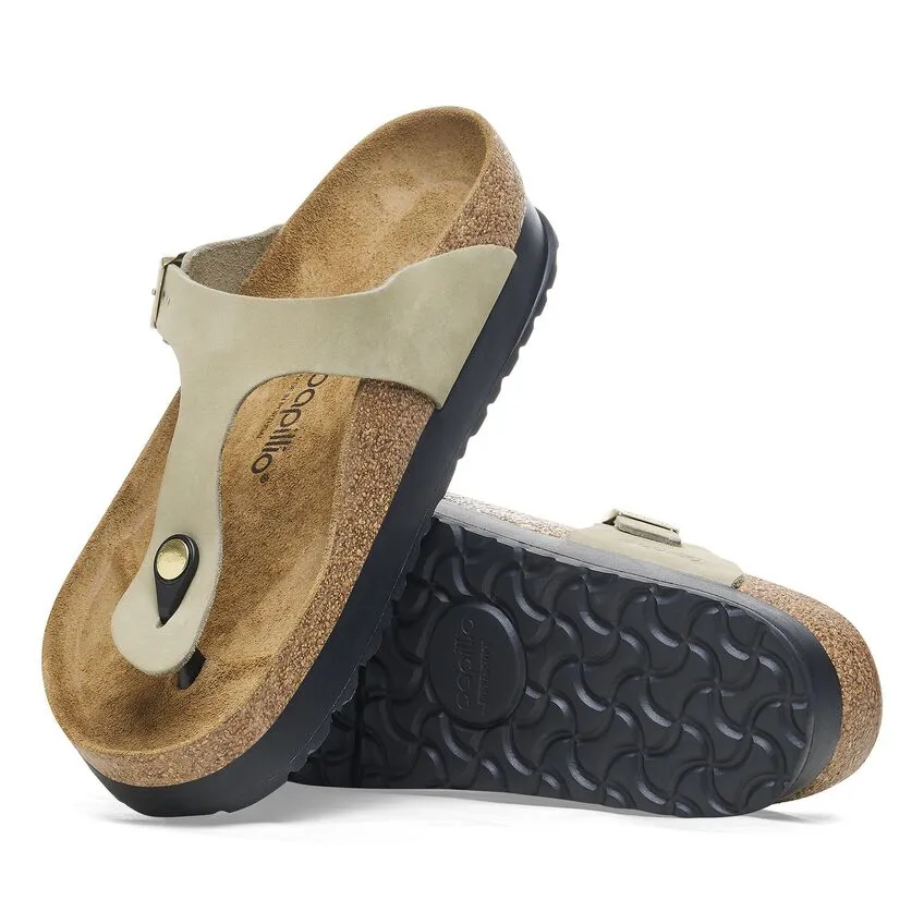 Womens BIRKENSTOCK Gizeh Flex Platform Sandals - Eucalyptus Nubuck Leather