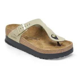 Womens BIRKENSTOCK Gizeh Flex Platform Sandals - Eucalyptus Nubuck Leather