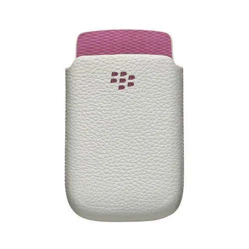 BlackBerry Torch 9800 Leather Pocket Case White with Pink ACC-32840-201