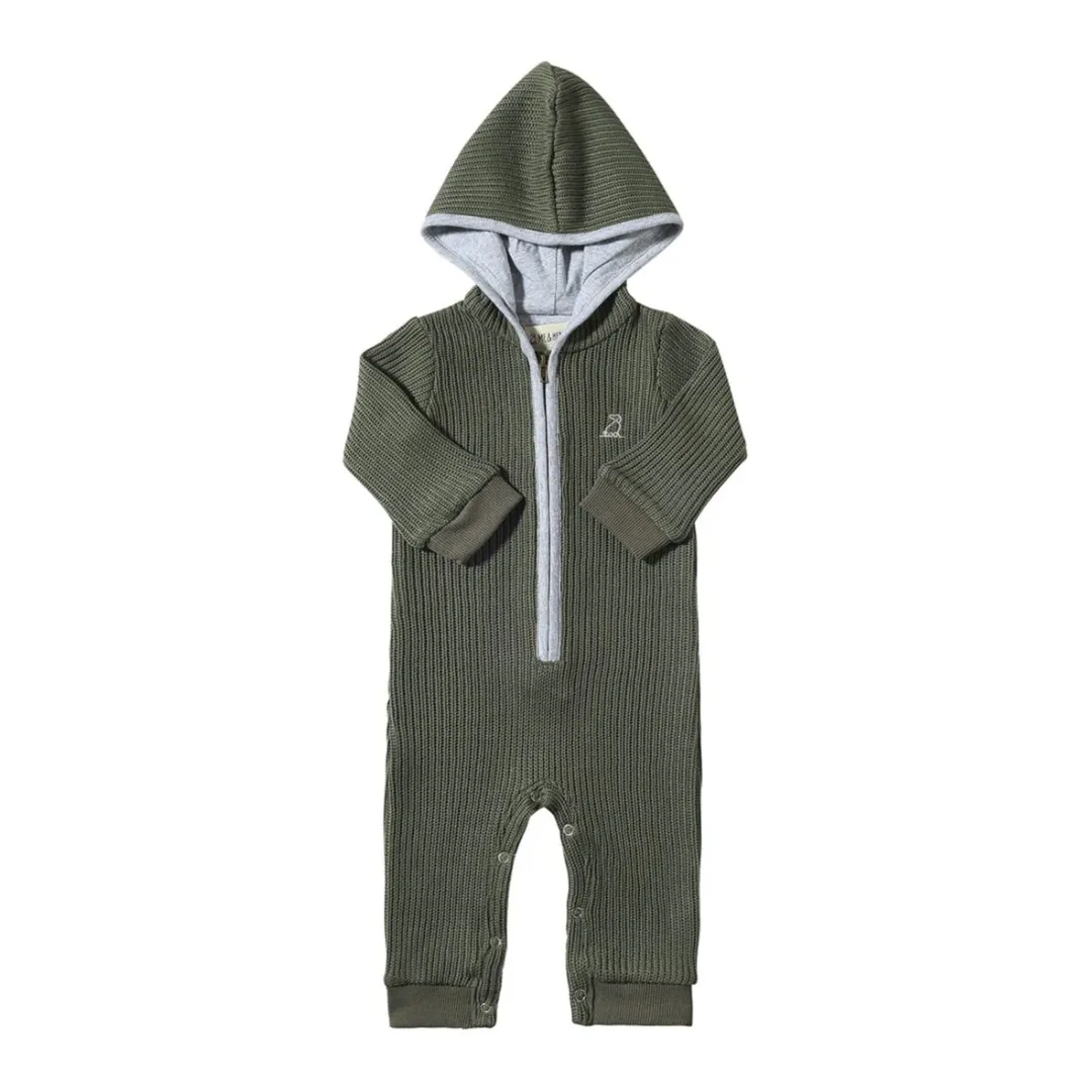 Blaine Hooded Knit Romper - Green by Me & Henry - FINAL SALE