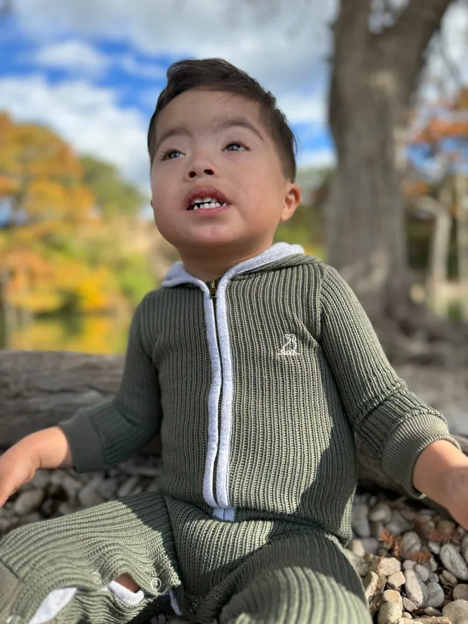 Blaine Hooded Knit Romper - Green by Me & Henry - FINAL SALE
