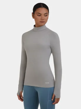 Bliss SuperThermal Long Sleeve Running Mock Neck Top For Women With Thumbholes & Brushed Inner Fabric
