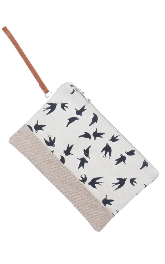 [BOGO] FSB19811 Bird Print Clutch Beach Bag