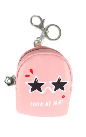 [BOGO] TD0408 Pink Star Eyes Emoji Backpack Key Chain