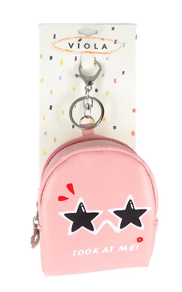 [BOGO] TD0408 Pink Star Eyes Emoji Backpack Key Chain