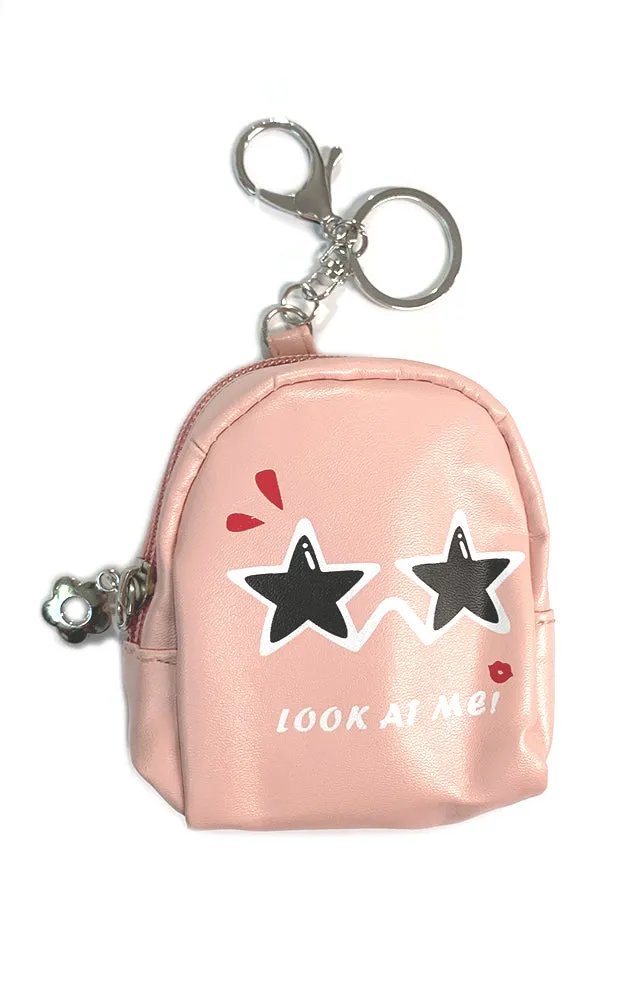 [BOGO] TD0408 Pink Star Eyes Emoji Backpack Key Chain