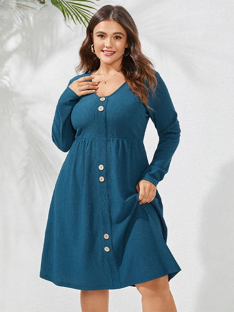 Buttons V-Neck Sexy Pleated Party Sundress