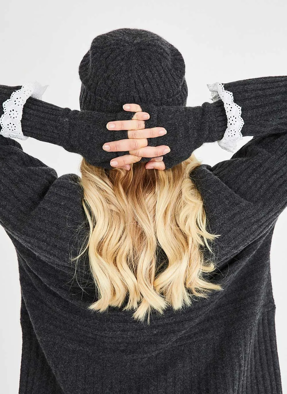 Cashmere Fingerless Gloves - Charcoal