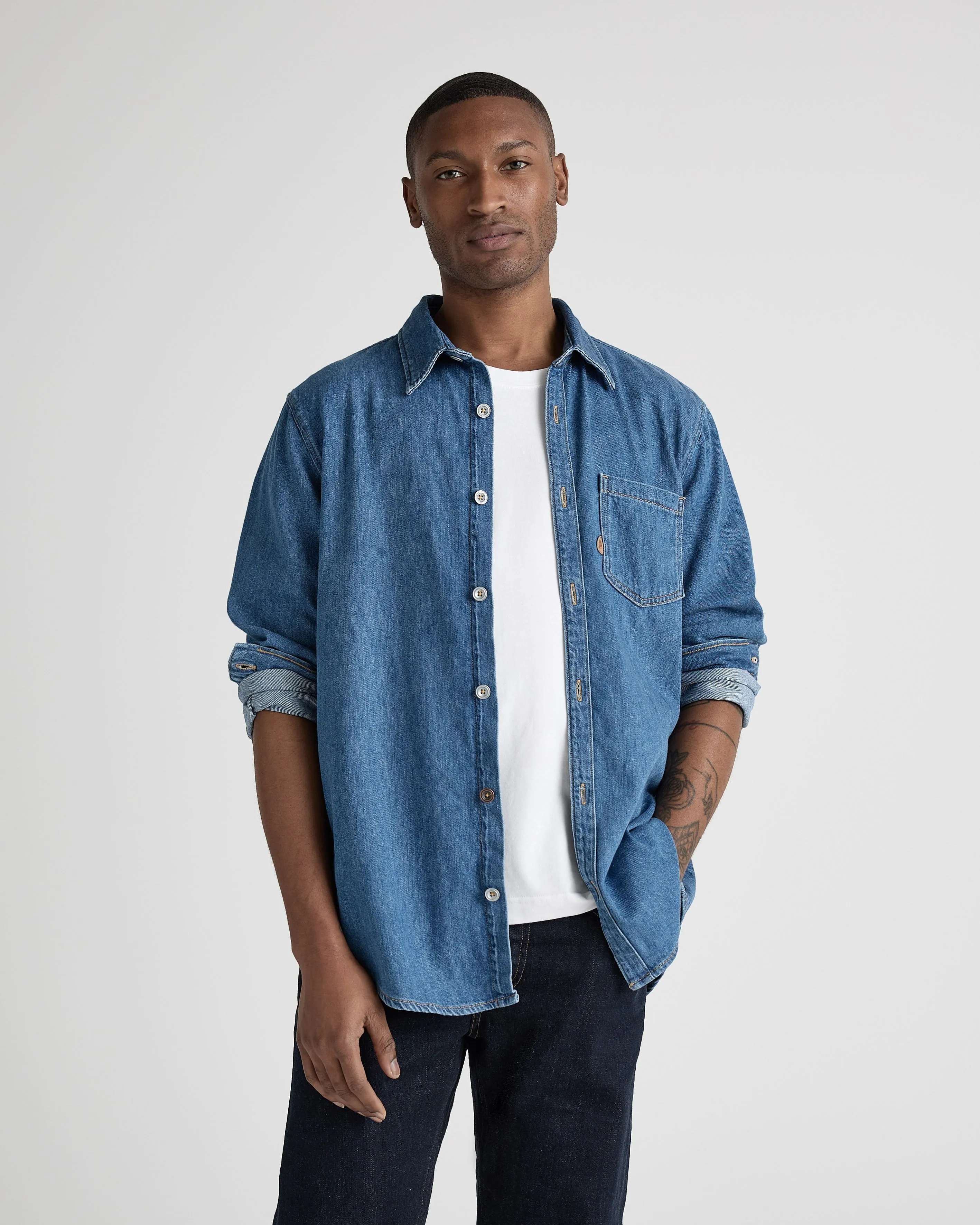 Chris Denim Shirt - Medium Stone