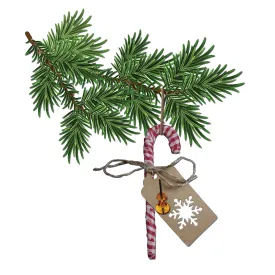 Christmas Ornament - Handmade Farmhouse Cloth Christmas Candy Cane with Bass Decoration