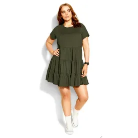 City Chic CCX Sweet Tier Cotton T Shirt Dress