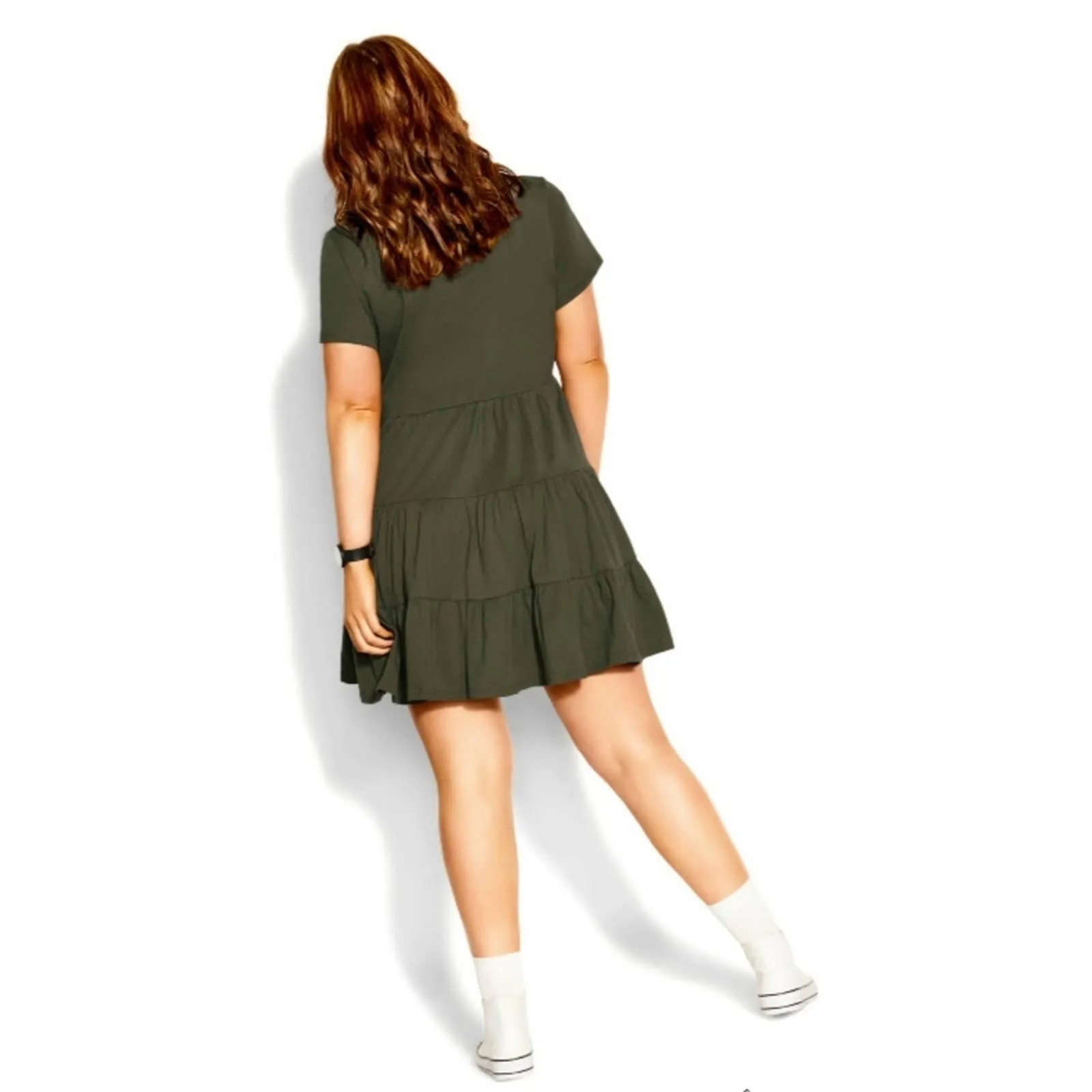 City Chic CCX Sweet Tier Cotton T Shirt Dress