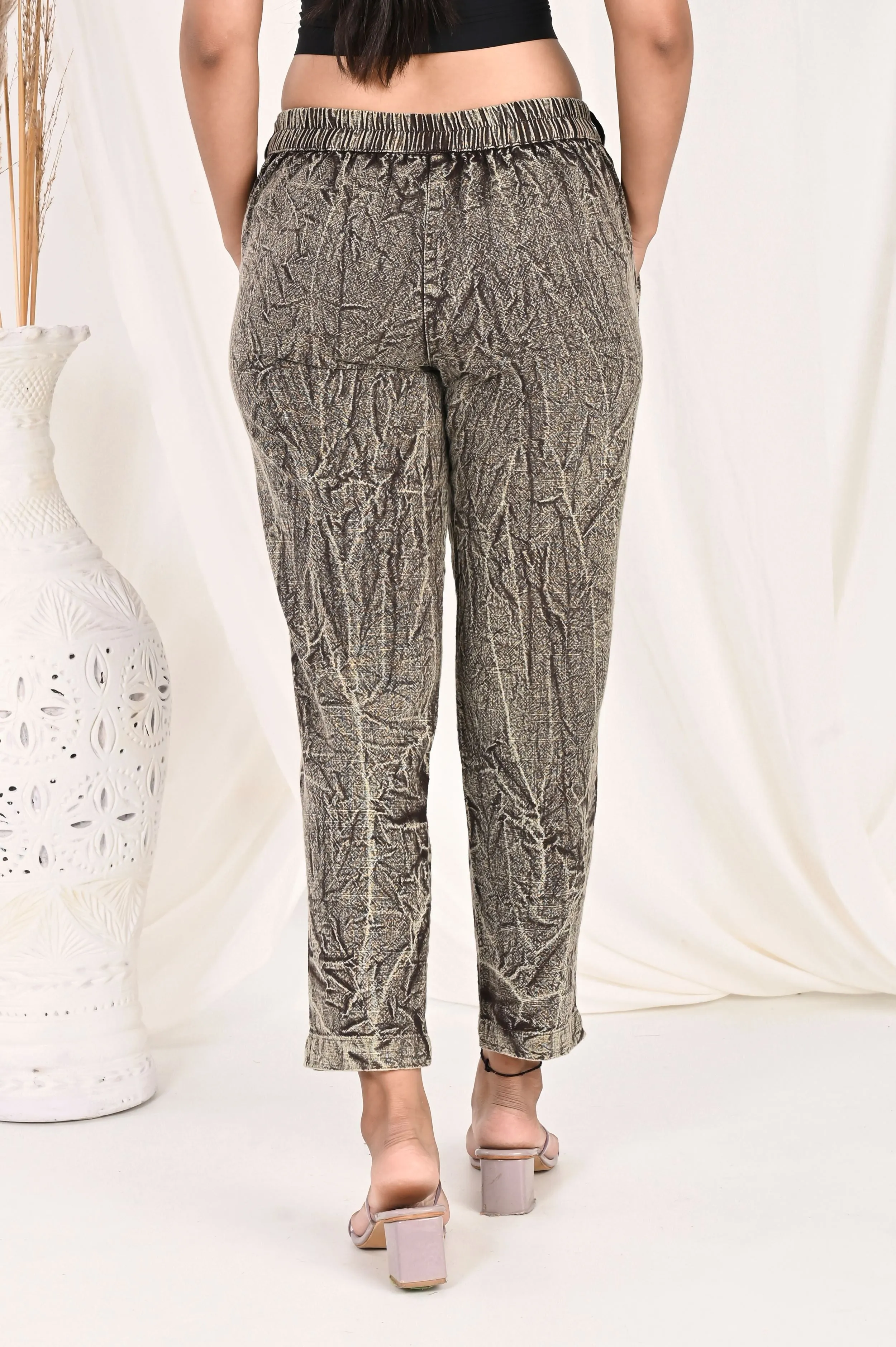 COFFEE BROWN BANDHEJ COTTON PANTS