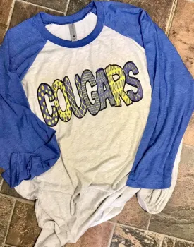 Cougars Spirit Raglan ( Fully Customizable For Your Team)