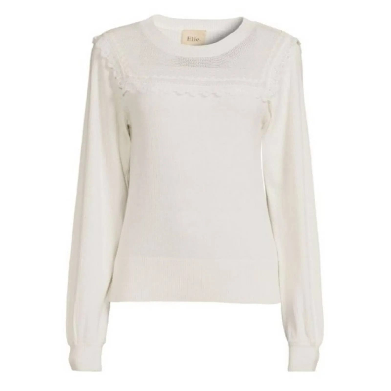 ELIE TAHARI Silk Blend Open Knit Sweater Large Ivory