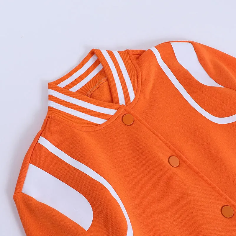 Fashion contrast short button baseball jacketAY3160