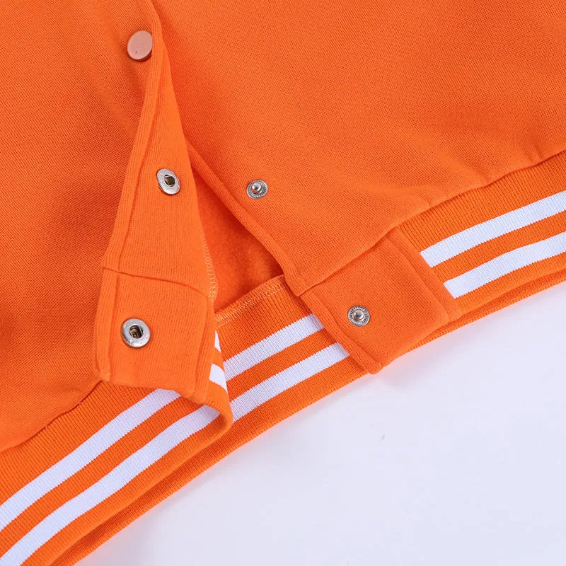 Fashion contrast short button baseball jacketAY3160