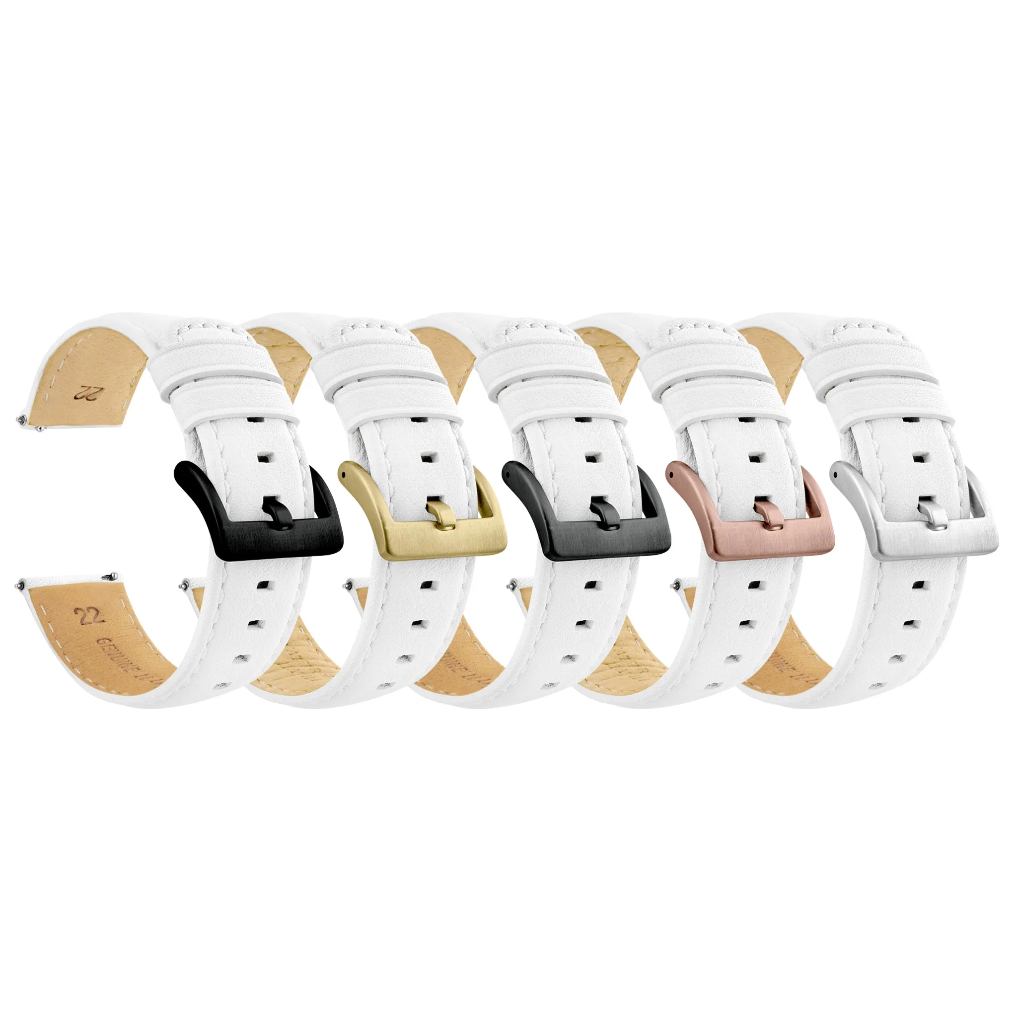 Fossil Q White Pittards Performance Leather White Stitching Watch Band