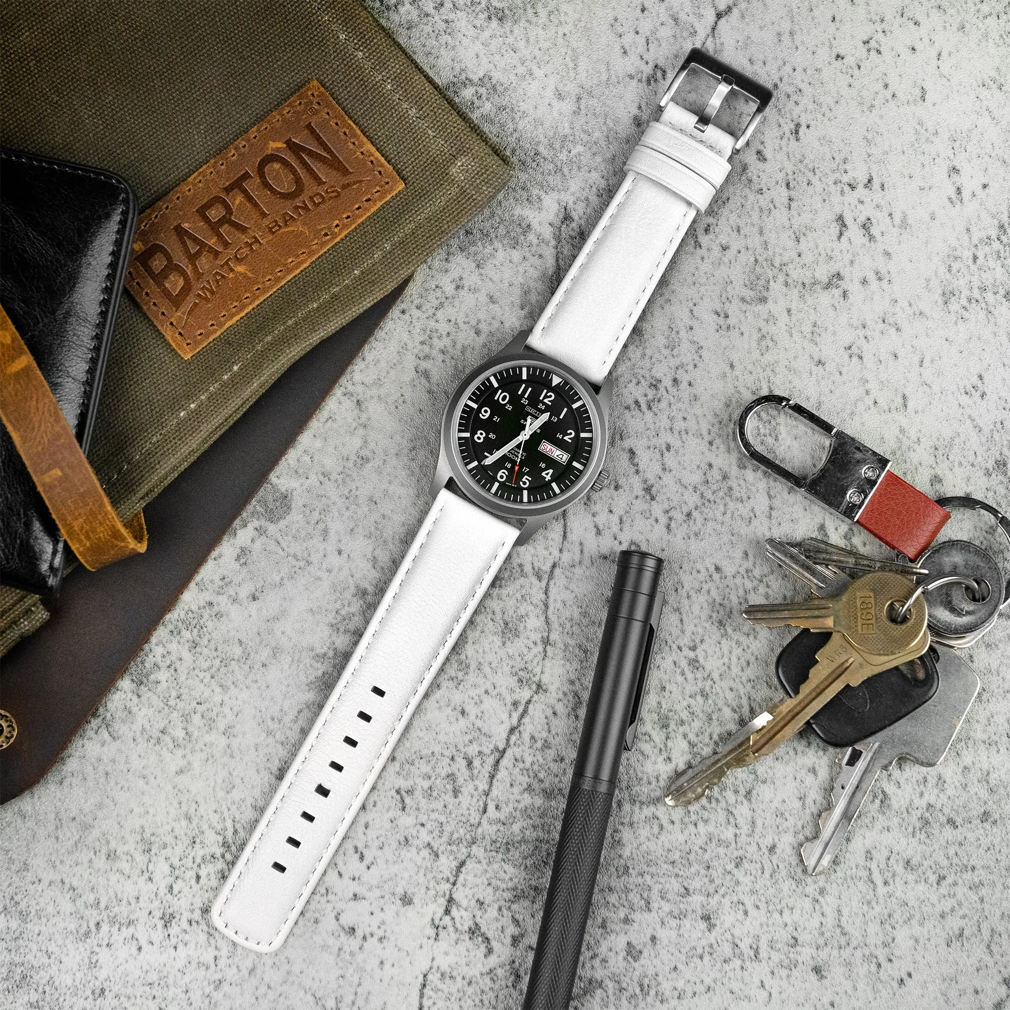 Fossil Q White Pittards Performance Leather White Stitching Watch Band