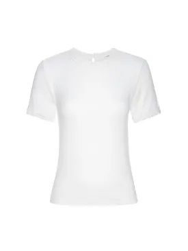 Frame Denim Crochet Trim Tee in White