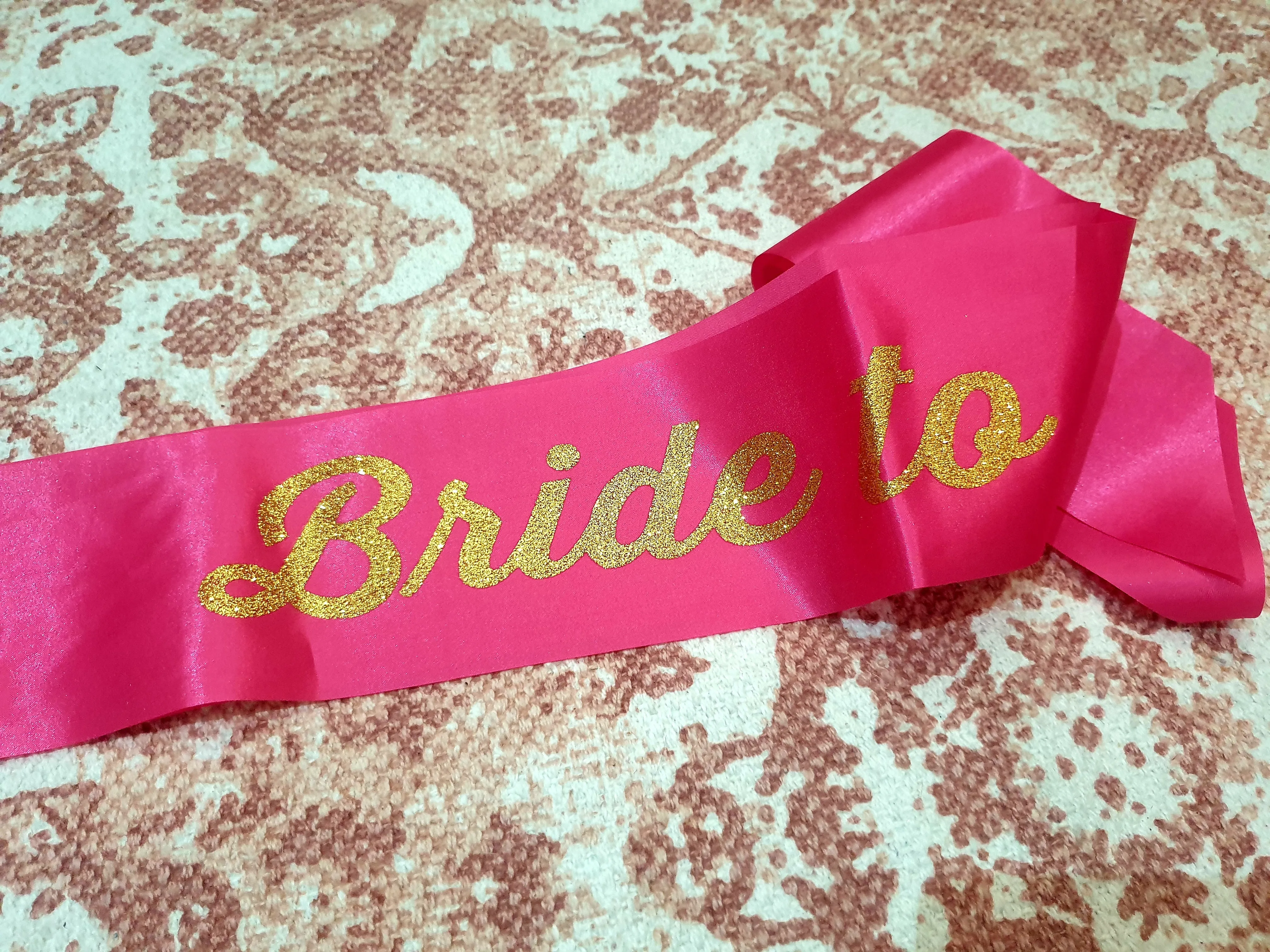 GLITTER GOLD PRINTED BRIDE TO BE SASH - WHITE OR PINK
