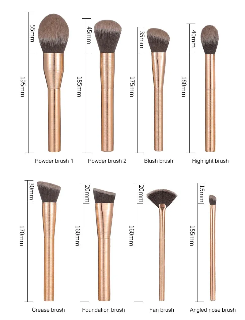 Gold Premium Aluminium Brush Set