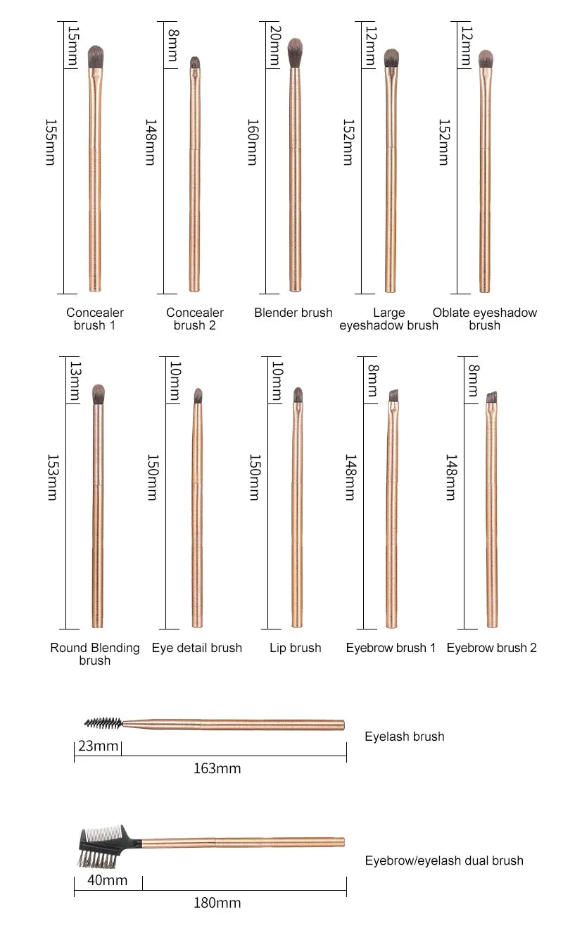 Gold Premium Aluminium Brush Set