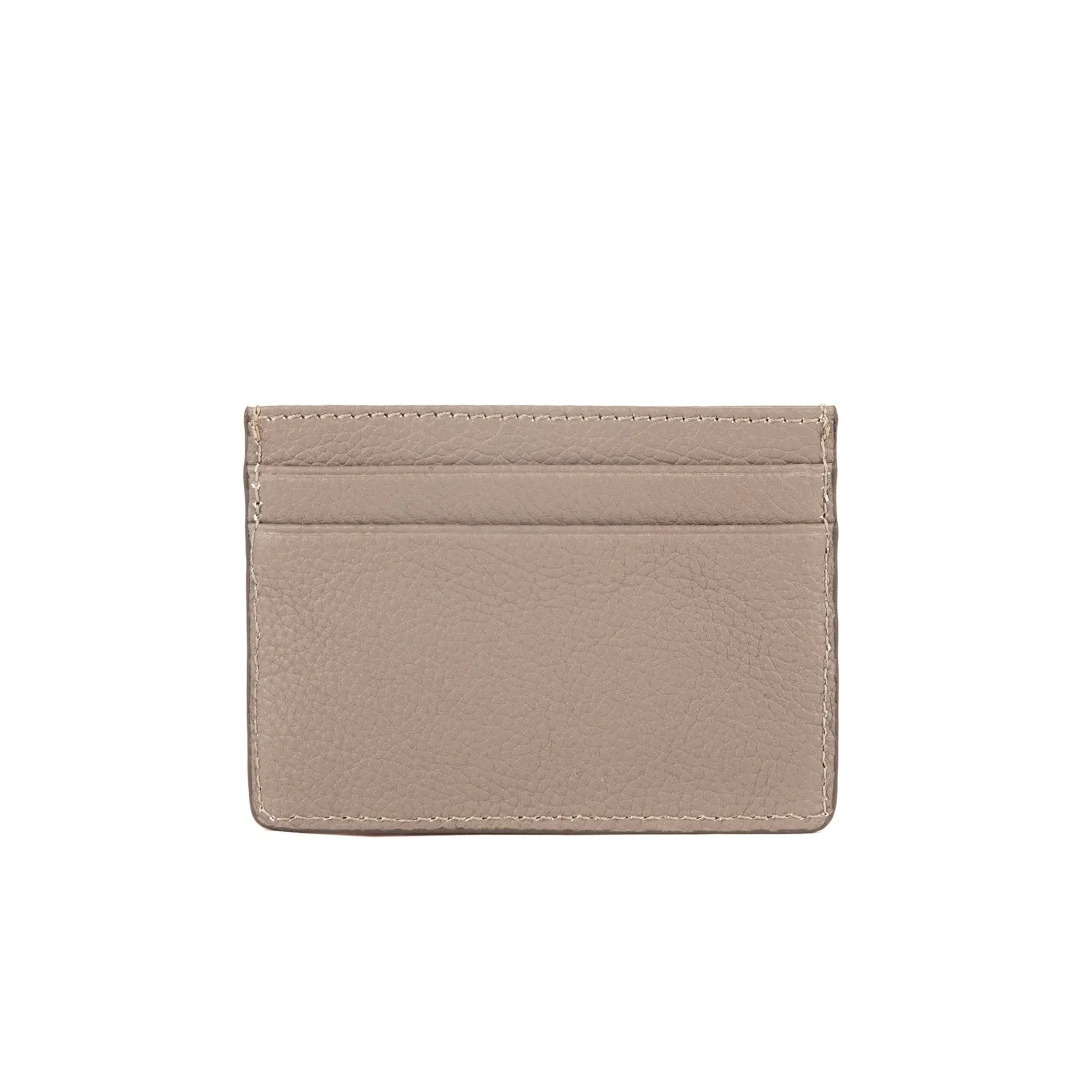 Grace Grainy Leather Card Case, Beige