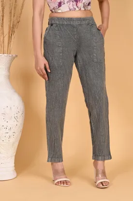GREY DENIM COTTON PANTS