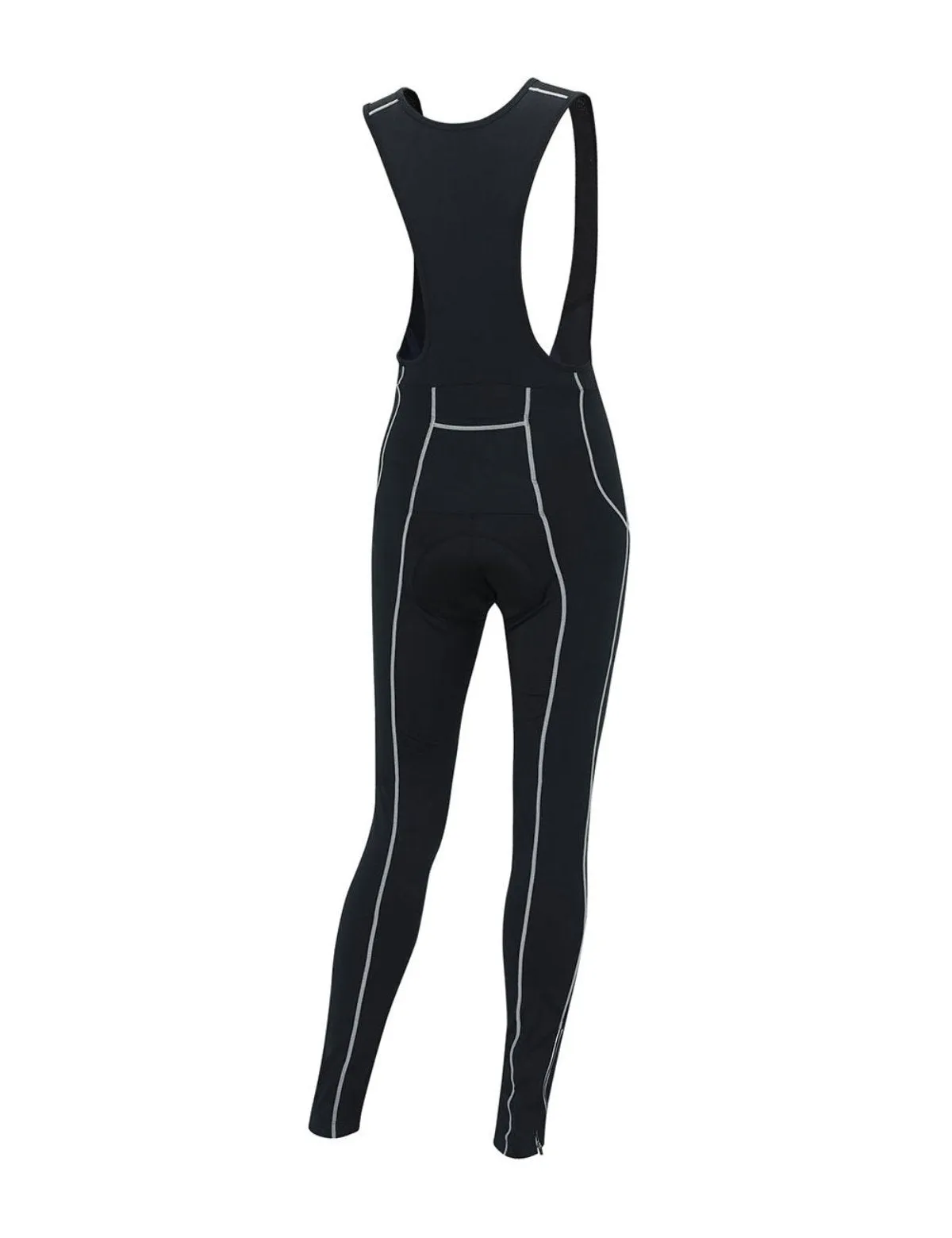 Herren Thermo Fahrradhose Lang Trägerhose Pro Schwarz - Silber