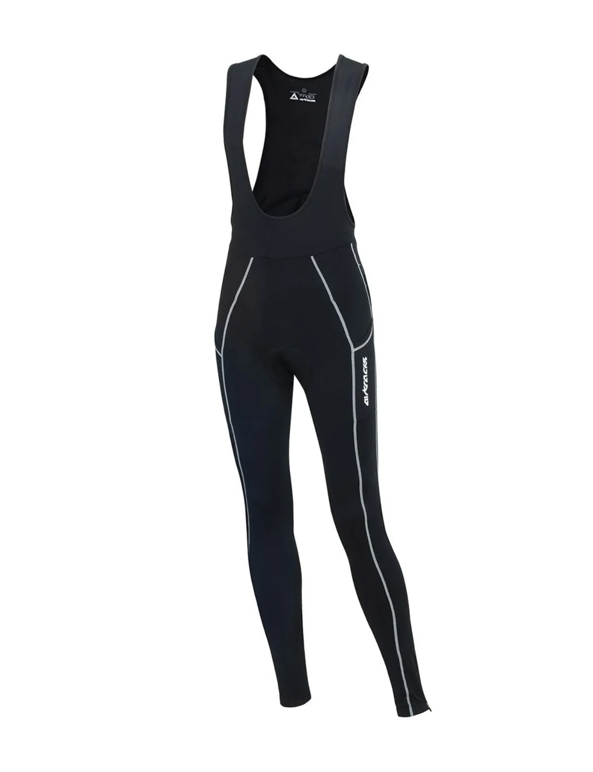 Herren Thermo Fahrradhose Lang Trägerhose Pro Schwarz - Silber