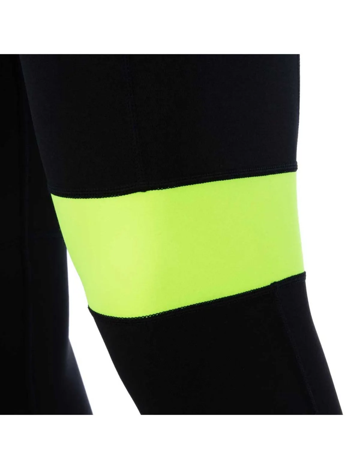 Herren Thermo Fahrradhose Lang Trägerhose Pro Team II  Schwarz-Neon