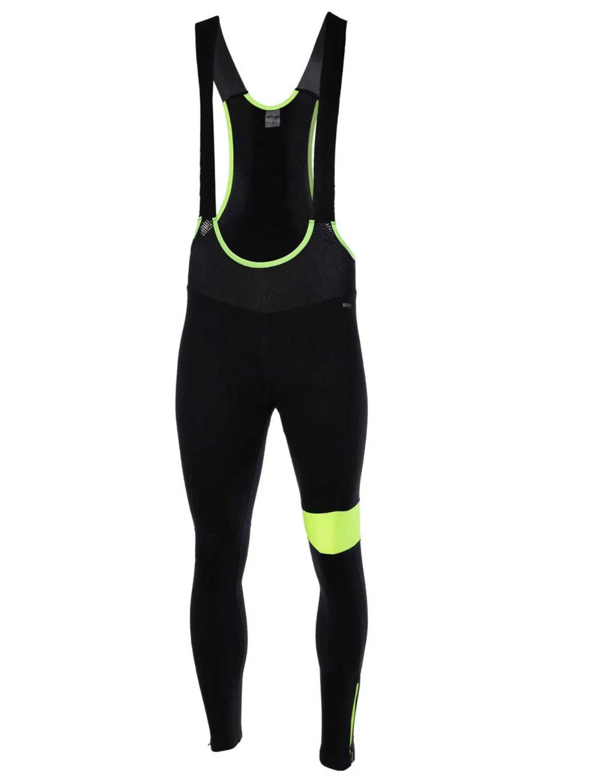 Herren Thermo Fahrradhose Lang Trägerhose Pro Team II  Schwarz-Neon