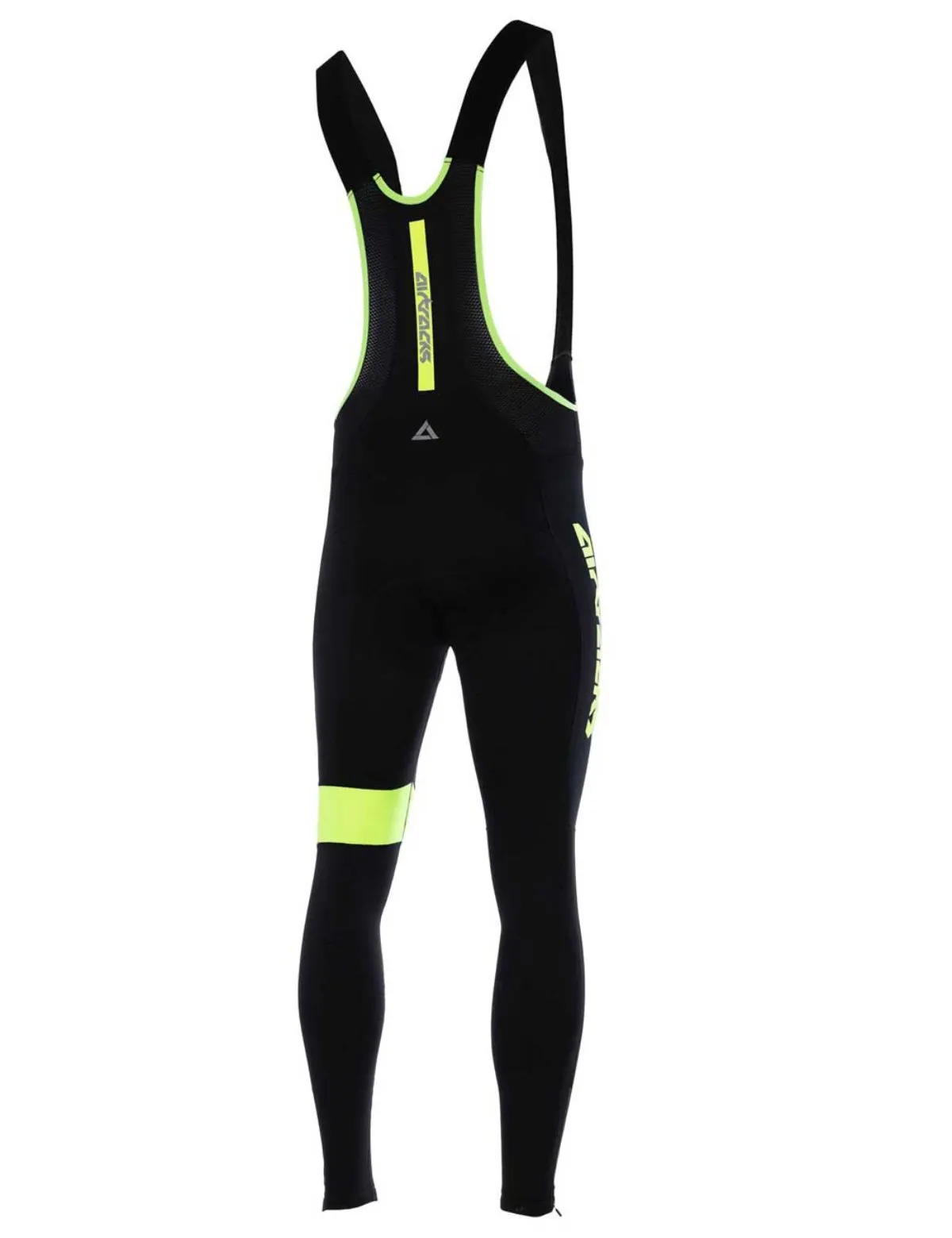Herren Thermo Fahrradhose Lang Trägerhose Pro Team II  Schwarz-Neon