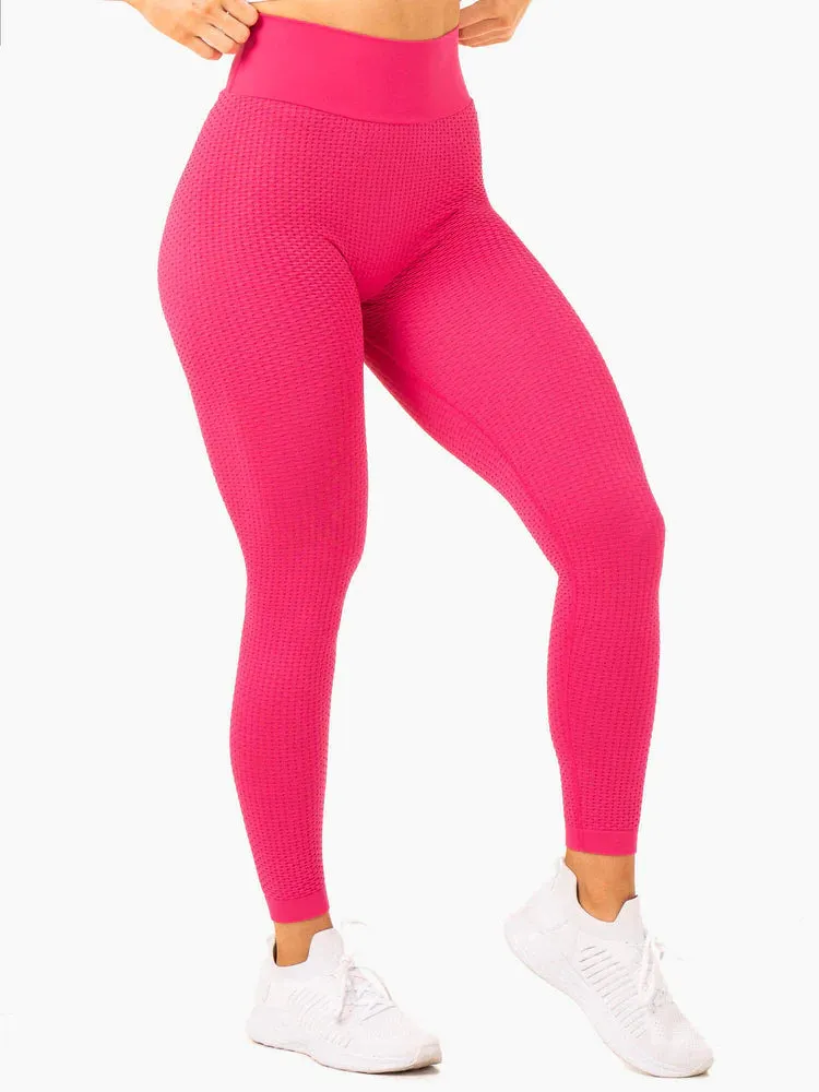 HONEYCOMB SCRUNCH SEAMLESS LEGGINGS HOT PINK