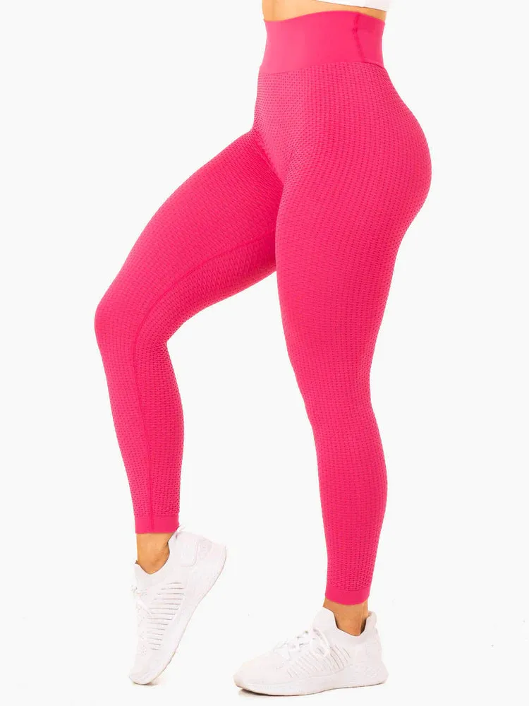 HONEYCOMB SCRUNCH SEAMLESS LEGGINGS HOT PINK