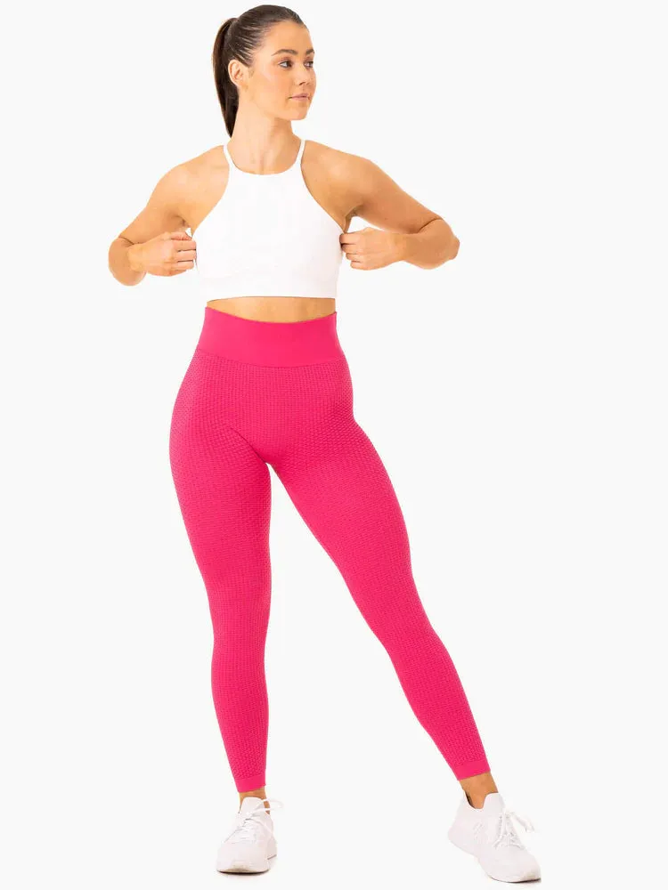 HONEYCOMB SCRUNCH SEAMLESS LEGGINGS HOT PINK
