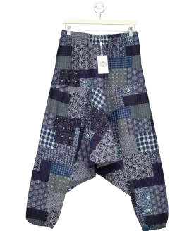 HZCX Fashion Blue Multi Print Pull On Trousers UK M
