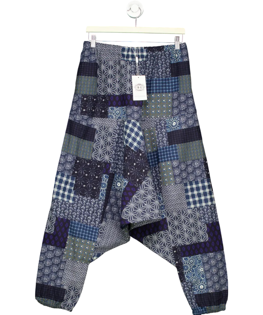 HZCX Fashion Blue Multi Print Pull On Trousers UK M