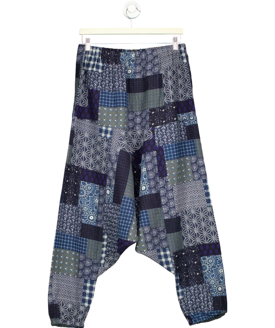 HZCX Fashion Blue Multi Print Pull On Trousers UK M