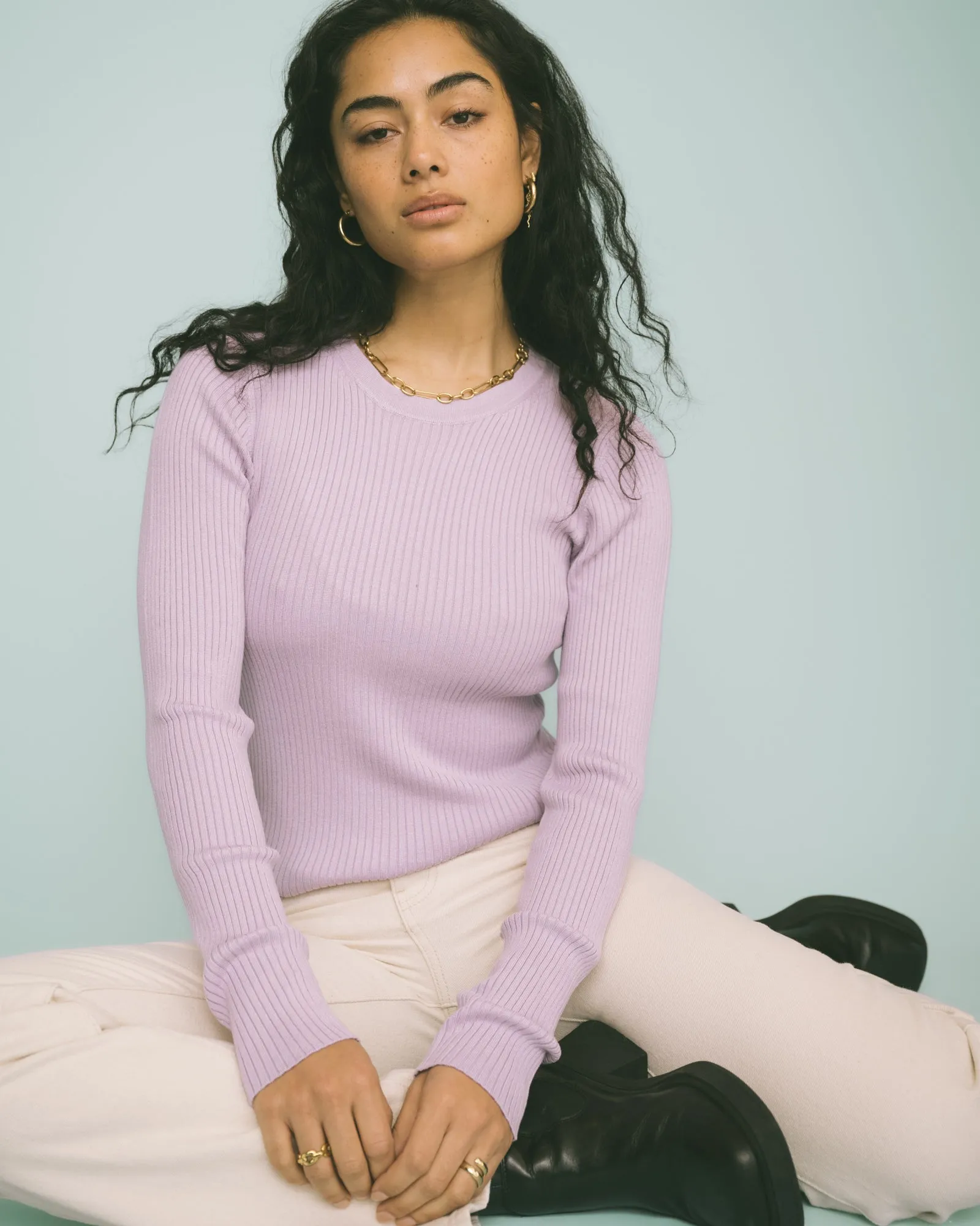 Jodi Tight Crew Knit Lilac Breeze